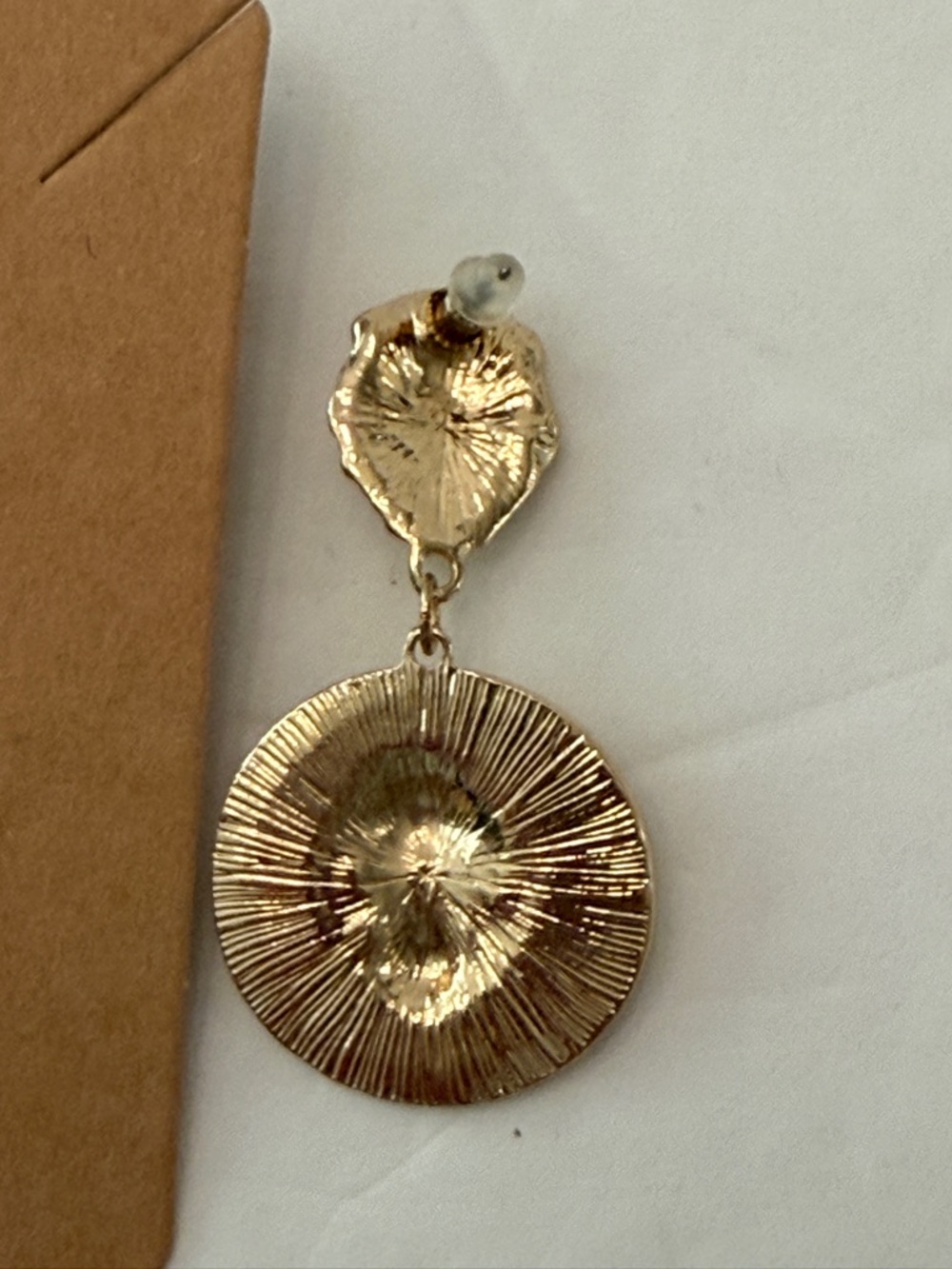 Gold Lion Head Medallion Earrings Black Enamel Statement Drop - Picture 3 of 13